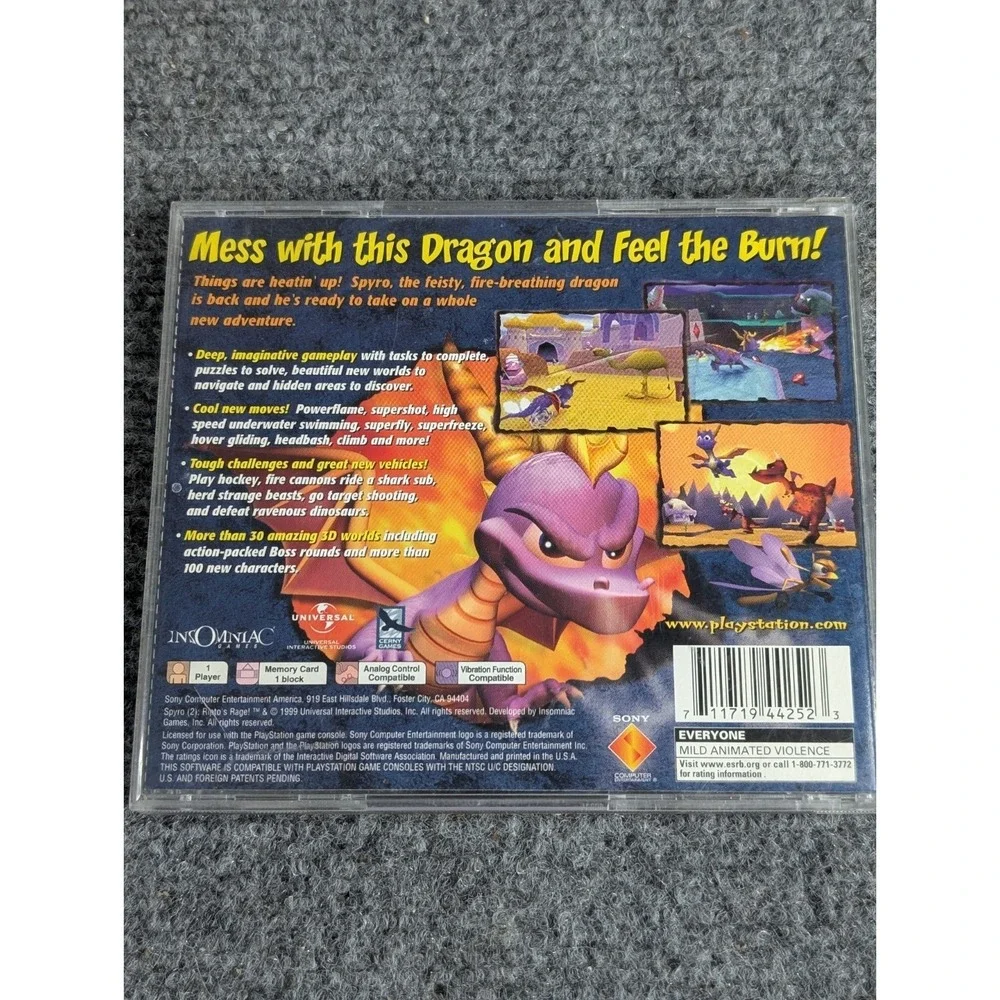 Spiro 2 Ripto's Rage Black Label Sony Playstation 1 one PS1 1999 TESTED WORKS